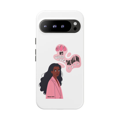 Phone Case — 'God is Within Her, She Will Not Fail' Inspirational Illustrated Case