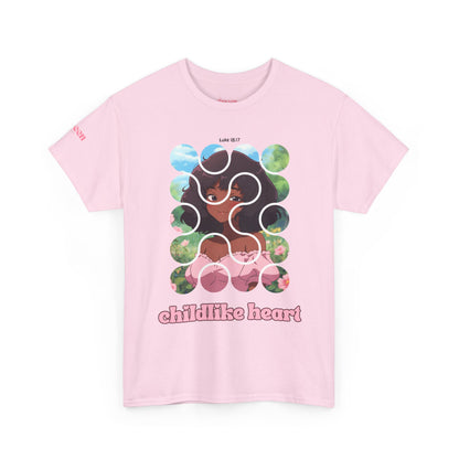 Childlike Heart Graphic Tee — Retro Puzzle Girl Design
