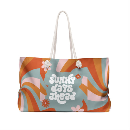 Retro 'Sunny Days Ahead' Weekender Bag — 70s Floral Travel Tote