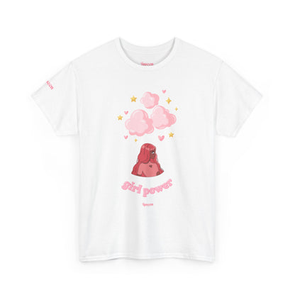 Girl Power Cotton Tee — Cute Pink Volcano Graphic T-Shirt