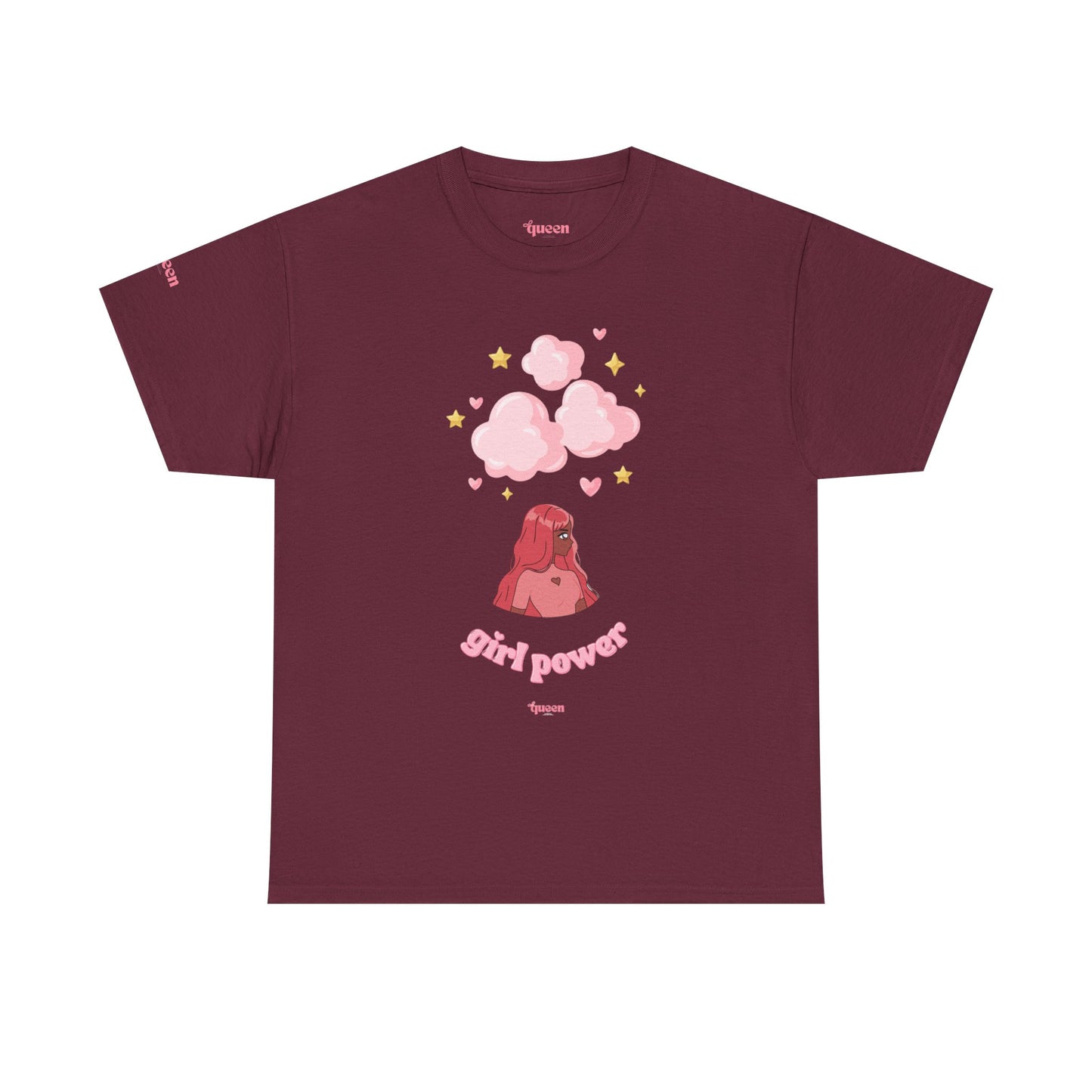 Girl Power Cotton Tee — Cute Pink Volcano Graphic T-Shirt