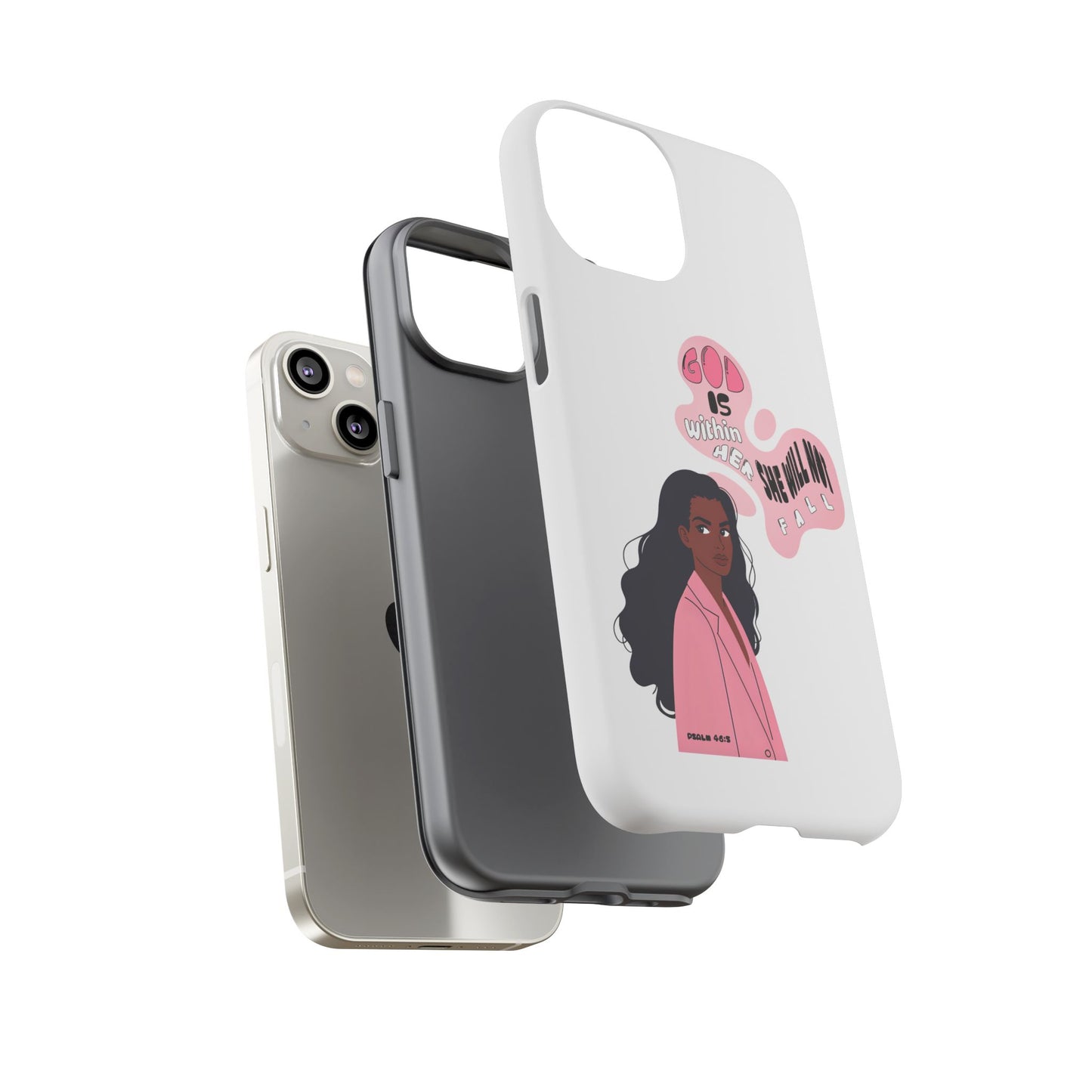Phone Case — 'God is Within Her, She Will Not Fail' Inspirational Illustrated Case
