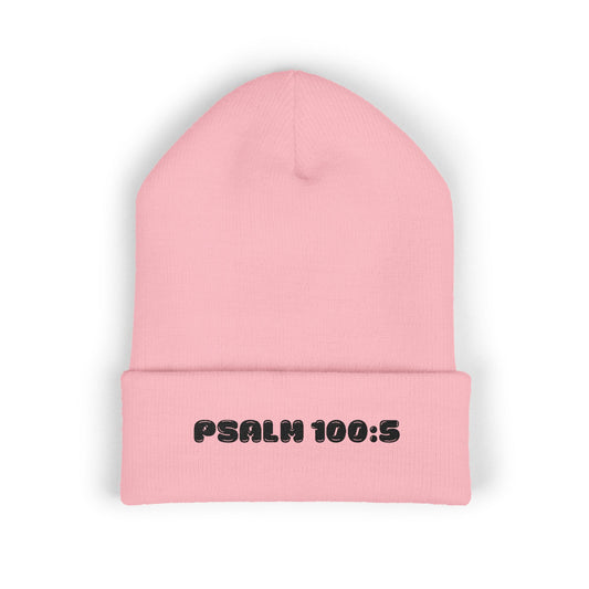 Embroidered 'Psalm 100:5' Classic Cuffed Beanie — Christian Faith Winter Hat