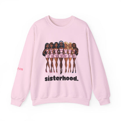 Sweatshirt — Sisterhood Graphic Crewneck (diverse dolls, 'sisterhood.' text)