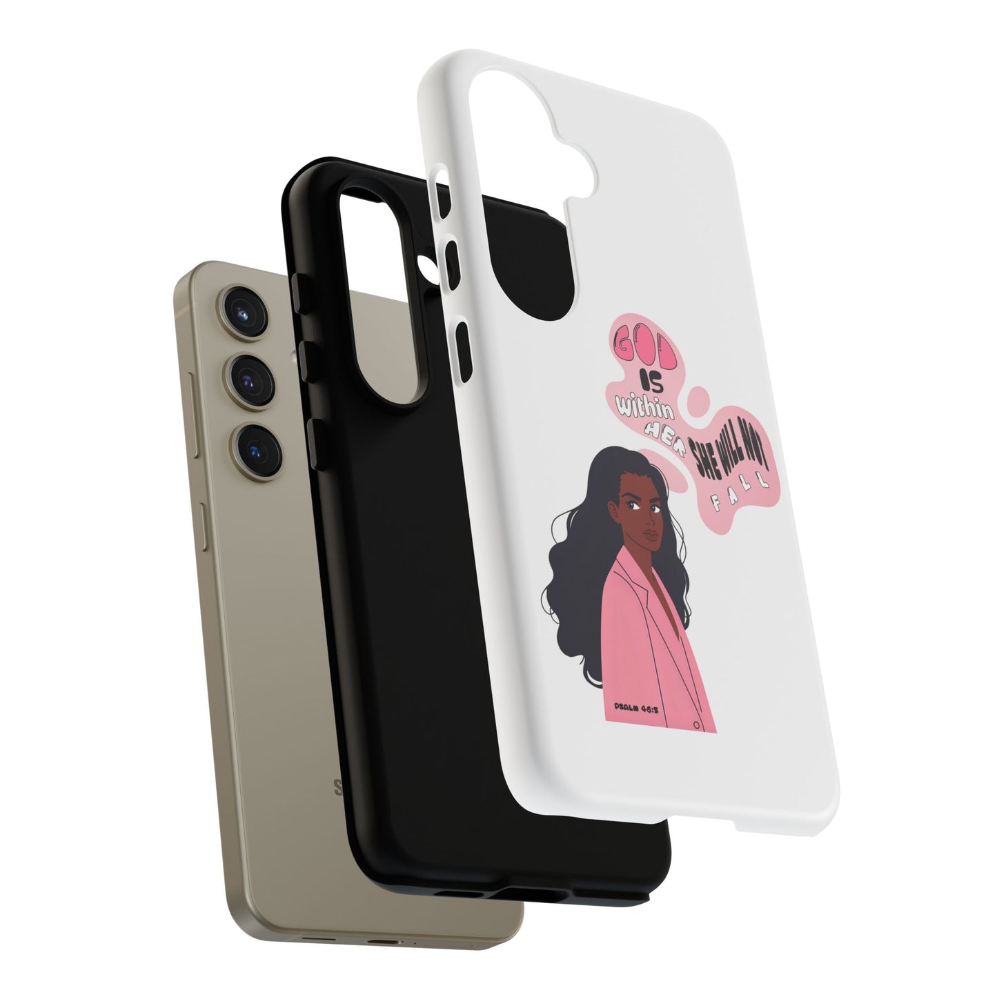 Phone Case — 'God is Within Her, She Will Not Fail' Inspirational Illustrated Case