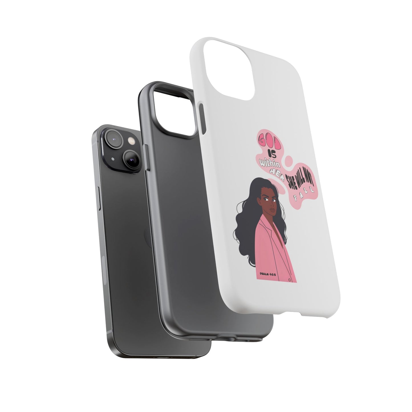 Phone Case — 'God is Within Her, She Will Not Fail' Inspirational Illustrated Case