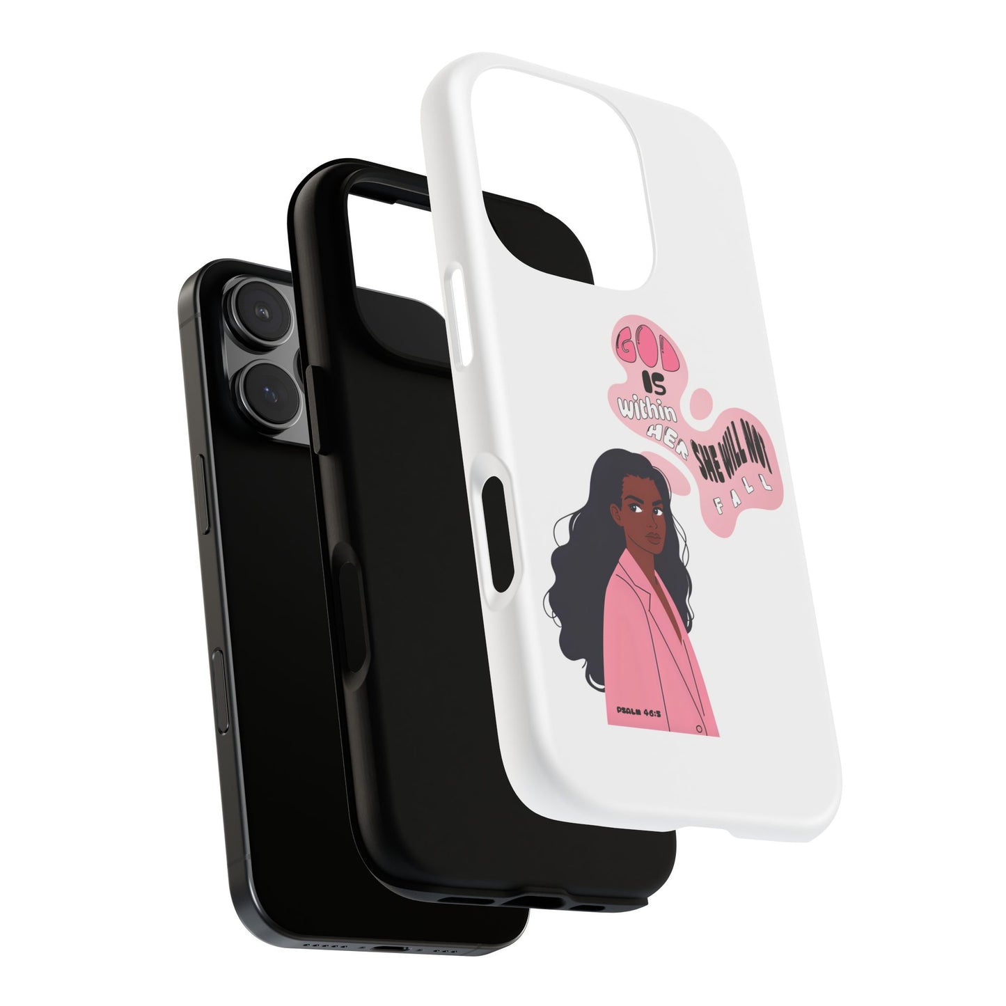 Phone Case — 'God is Within Her, She Will Not Fail' Inspirational Illustrated Case