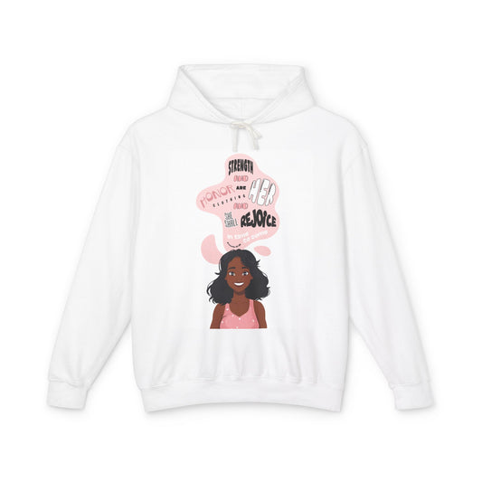 Queen Power Hoodie — Inspirational Pink 'Proverbs Woman' Graphic Sweatshirt