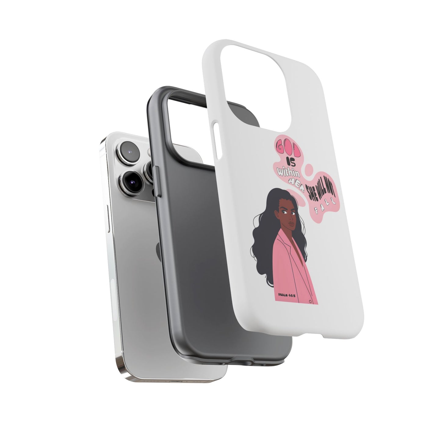 Phone Case — 'God is Within Her, She Will Not Fail' Inspirational Illustrated Case