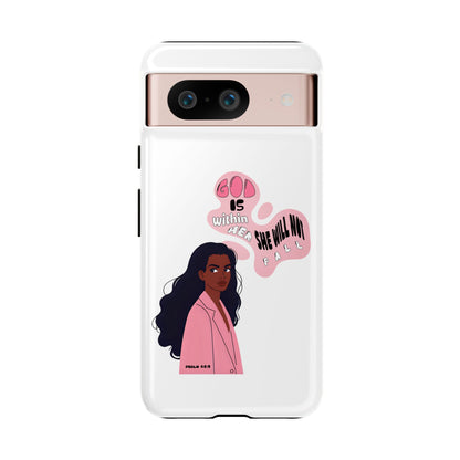 Phone Case — 'God is Within Her, She Will Not Fail' Inspirational Illustrated Case