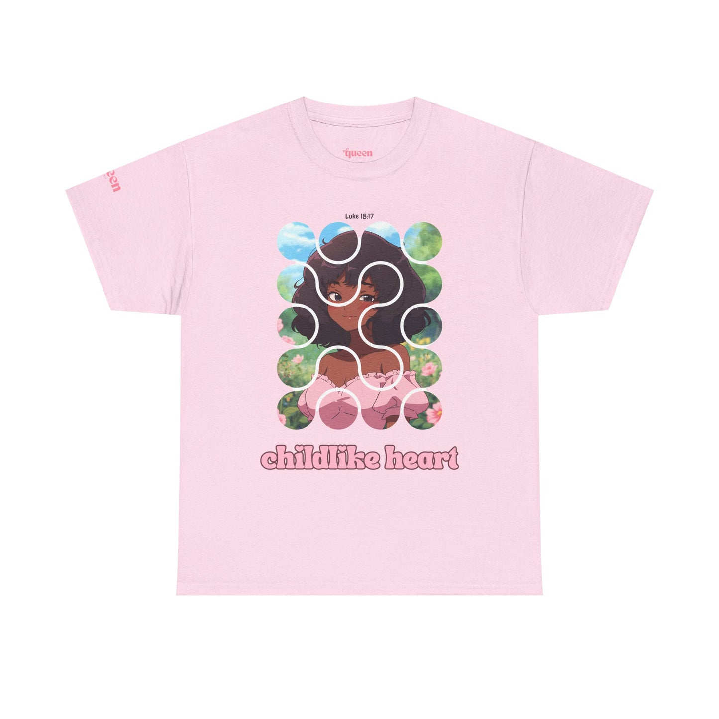 Childlike Heart Graphic Tee — Retro Puzzle Girl Design