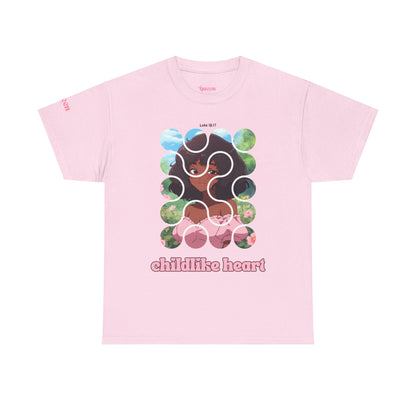 Childlike Heart Graphic Tee — Retro Puzzle Girl Design