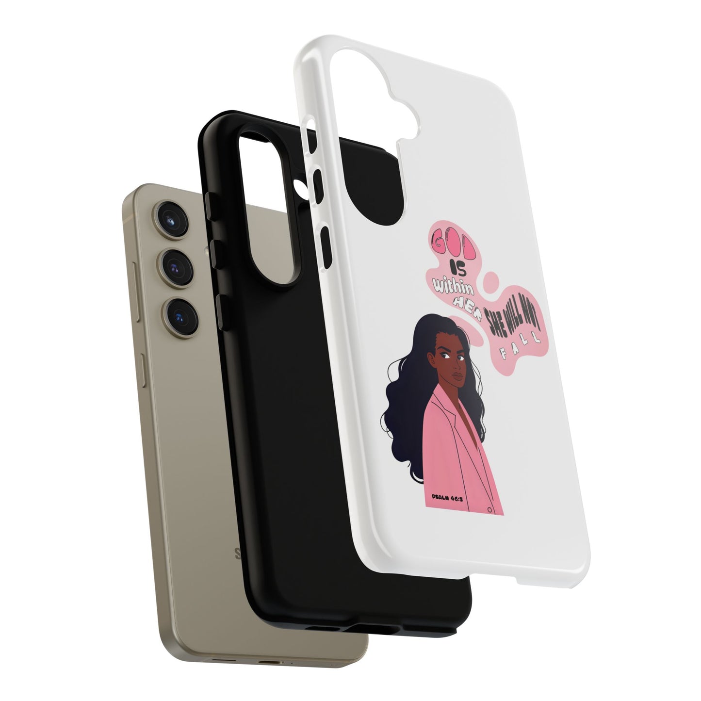 Phone Case — 'God is Within Her, She Will Not Fail' Inspirational Illustrated Case