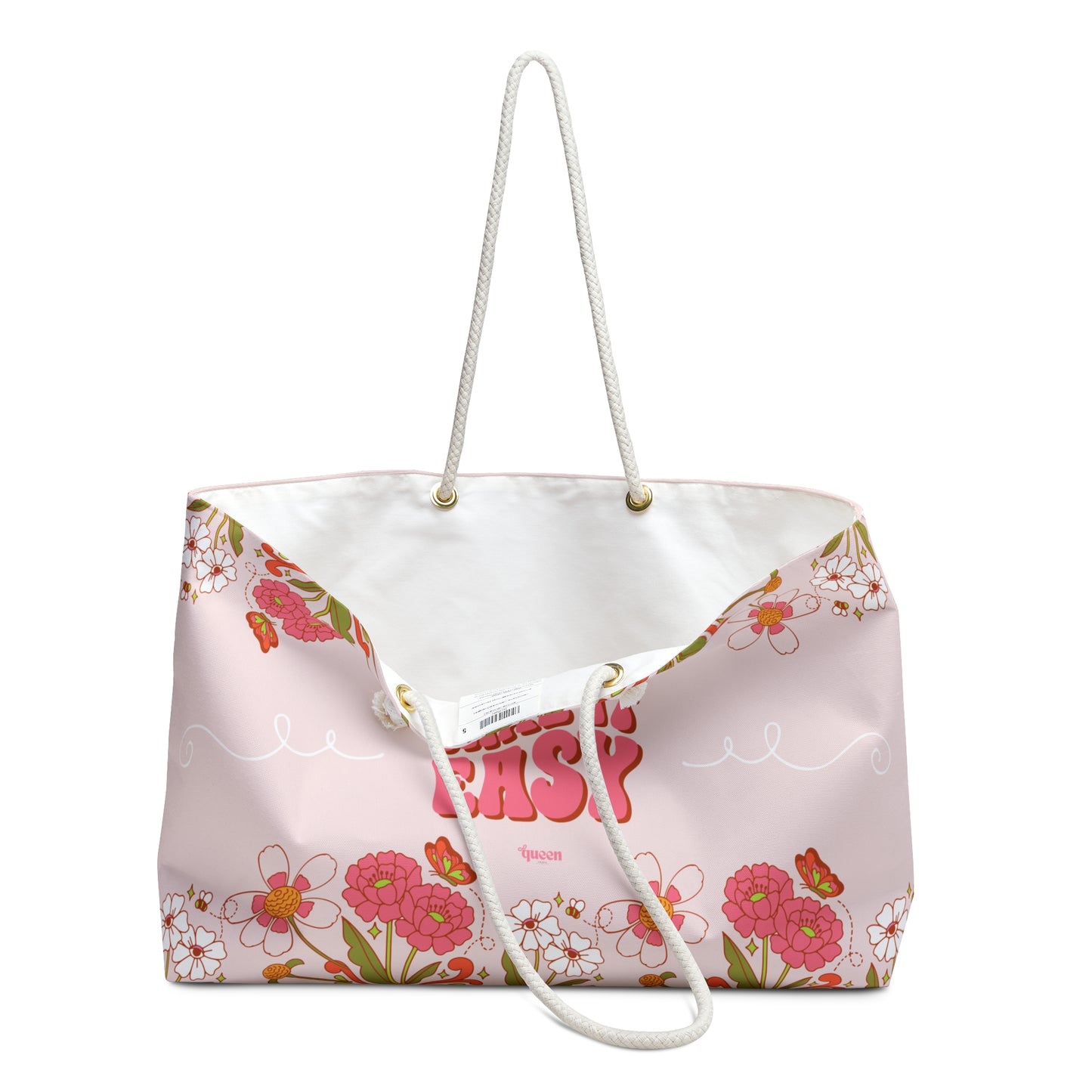 Take It Easy Floral Weekender Bag — Pink Retro Vacation Tote