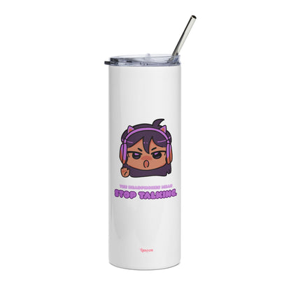 20oz Stainless Steel Tumbler — Cute Angry Gamer Design "Stop Talking"