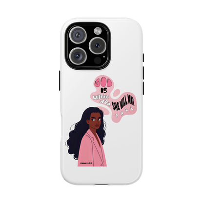 Phone Case — 'God is Within Her, She Will Not Fail' Inspirational Illustrated Case