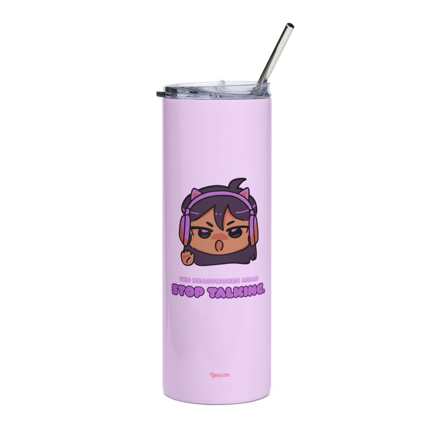 Stop Talking Stainless Steel Tumbler — Cute Anime Girl 20oz Insulated Travel Cup