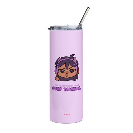 Stop Talking Stainless Steel Tumbler — Cute Anime Girl 20oz Insulated Travel Cup