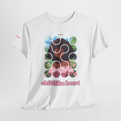 Childlike Heart Graphic Tee — Retro Puzzle Girl Design