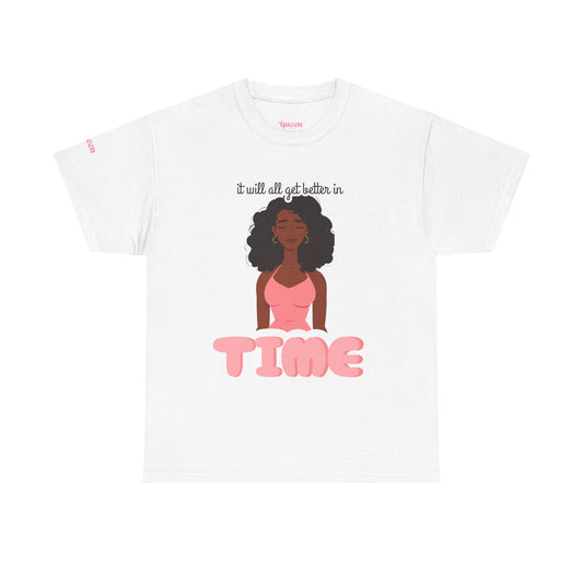 Time Will Tell Tee — Black Woman Illustration "It Will All Get Better in Time" Graphic T-Shirt
