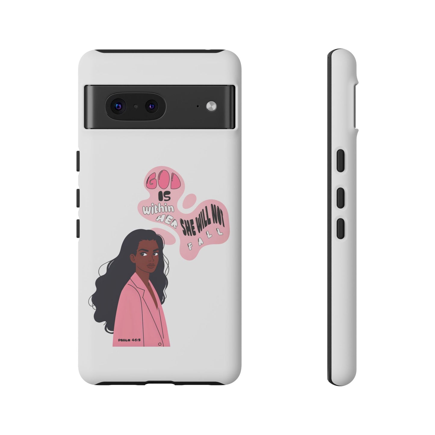 Phone Case — 'God is Within Her, She Will Not Fail' Inspirational Illustrated Case