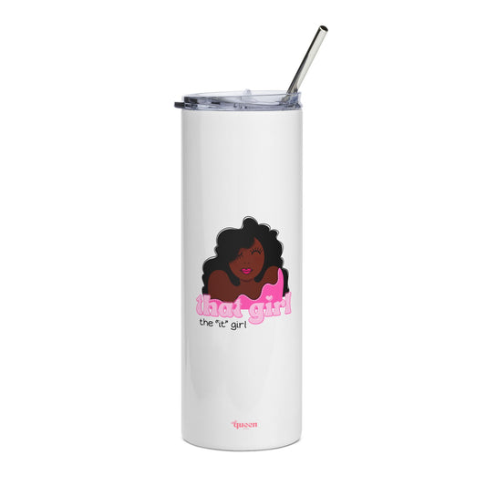 20oz Stainless Tumbler — "That Girl" Afro Beauty Travel Cup (Pink)