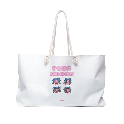 Weekender Bag — Cute 'Four Moods' Anime Faces Large Travel Tote