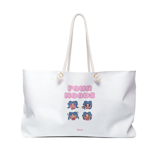 Weekender Bag — Cute 'Four Moods' Anime Faces Large Travel Tote