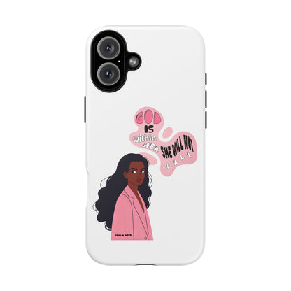 Phone Case — 'God is Within Her, She Will Not Fail' Inspirational Illustrated Case