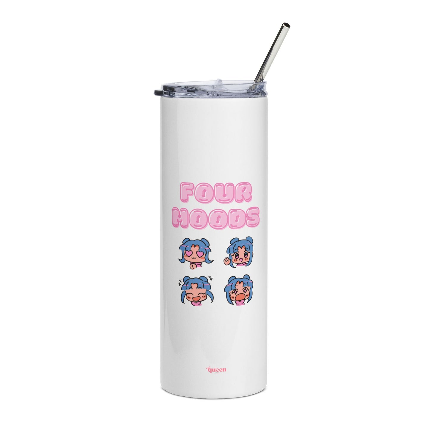 20oz Stainless Steel Tumbler — “Four Moods” Cute Anime Face Travel Cup