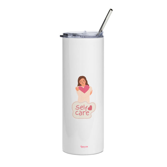 Self Care Stainless Steel Tumbler 20oz — Insulated Pink Self-Care Water Bottle