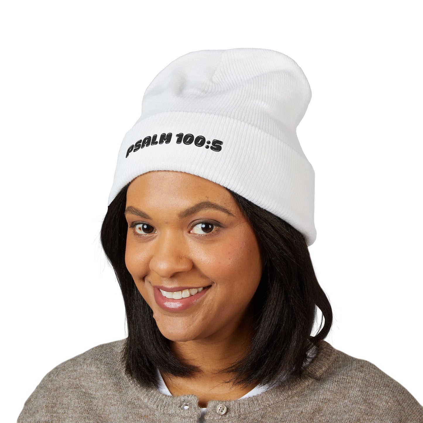 Embroidered 'Psalm 100:5' Classic Cuffed Beanie — Christian Faith Winter Hat