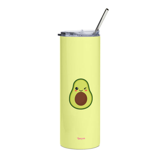 20oz Avocado Stainless Steel Tumbler - Cute Winking Avocado Travel Cup
