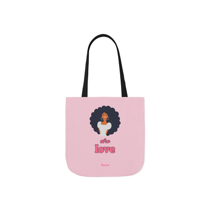 Pink "She’s Love" Afro Woman Canvas Tote