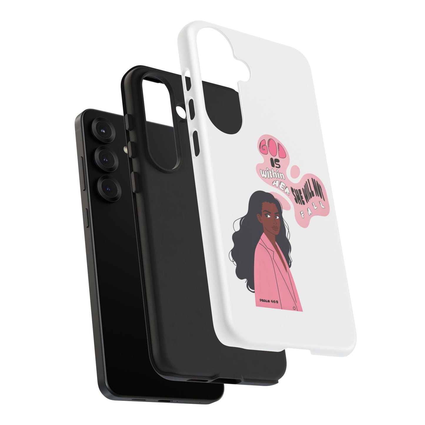 Phone Case — 'God is Within Her, She Will Not Fail' Inspirational Illustrated Case