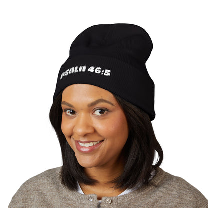 Embroidered 'Psalm 46:5' Classic Cuffed Beanie