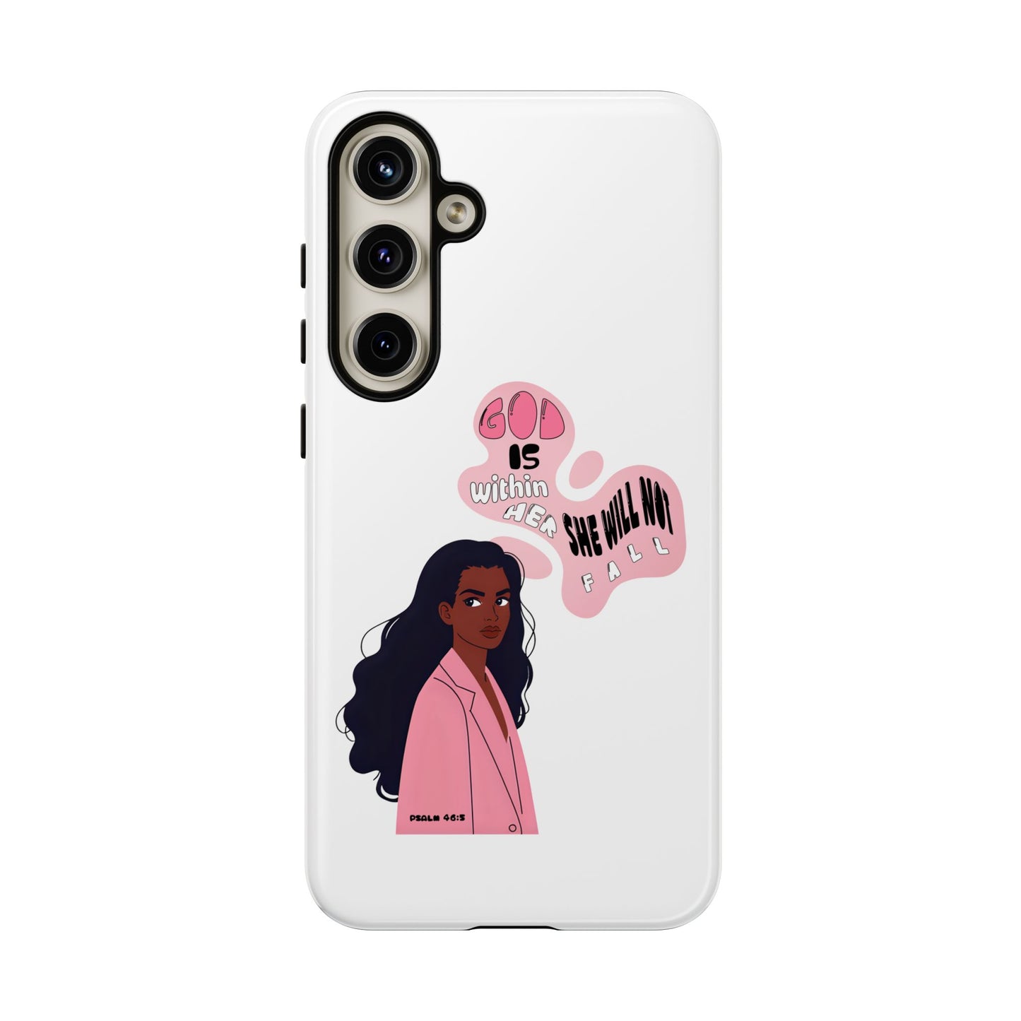 Phone Case — 'God is Within Her, She Will Not Fail' Inspirational Illustrated Case