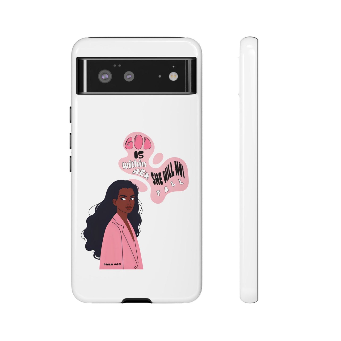 Phone Case — 'God is Within Her, She Will Not Fail' Inspirational Illustrated Case