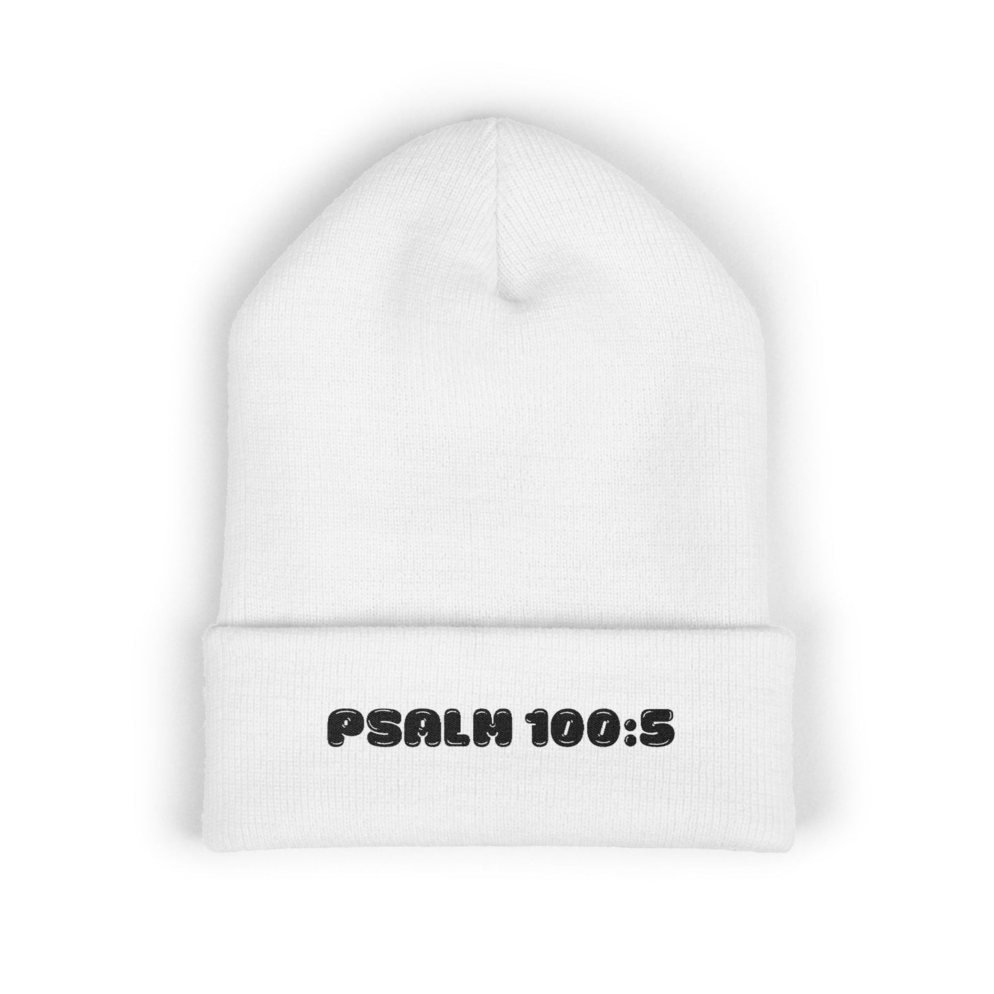 Embroidered 'Psalm 100:5' Classic Cuffed Beanie — Christian Faith Winter Hat