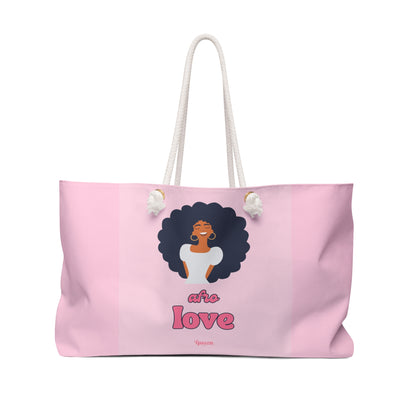 Pink 'She Is Love' Weekender Bag — Afro Hair Empowerment Travel Tote