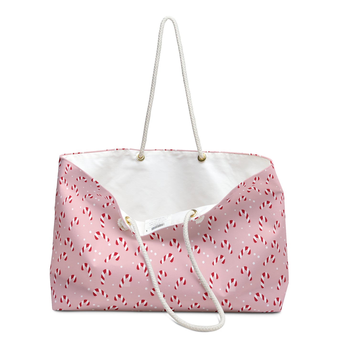 Pink Candy Cane Pattern Weekender Bag – Holiday Travel Tote