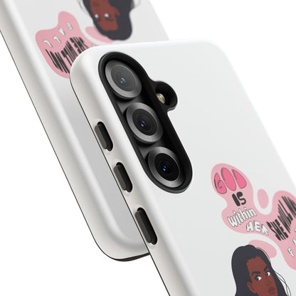 Phone Case — 'God is Within Her, She Will Not Fail' Inspirational Illustrated Case