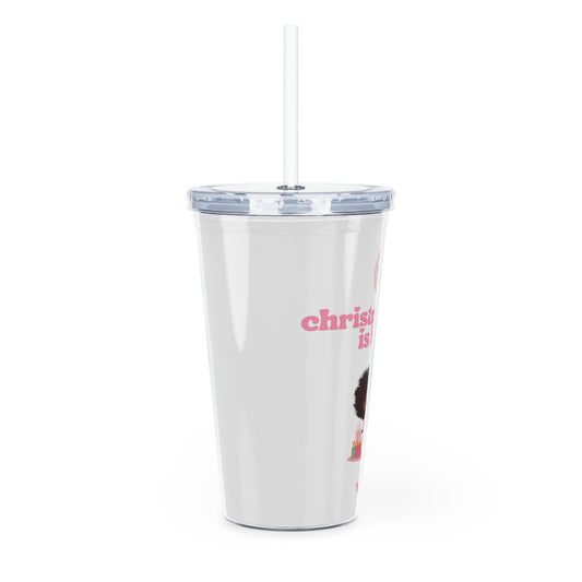 Christmas Tumbler with Straw — 'Christmas Time Is Here' Cute Gift