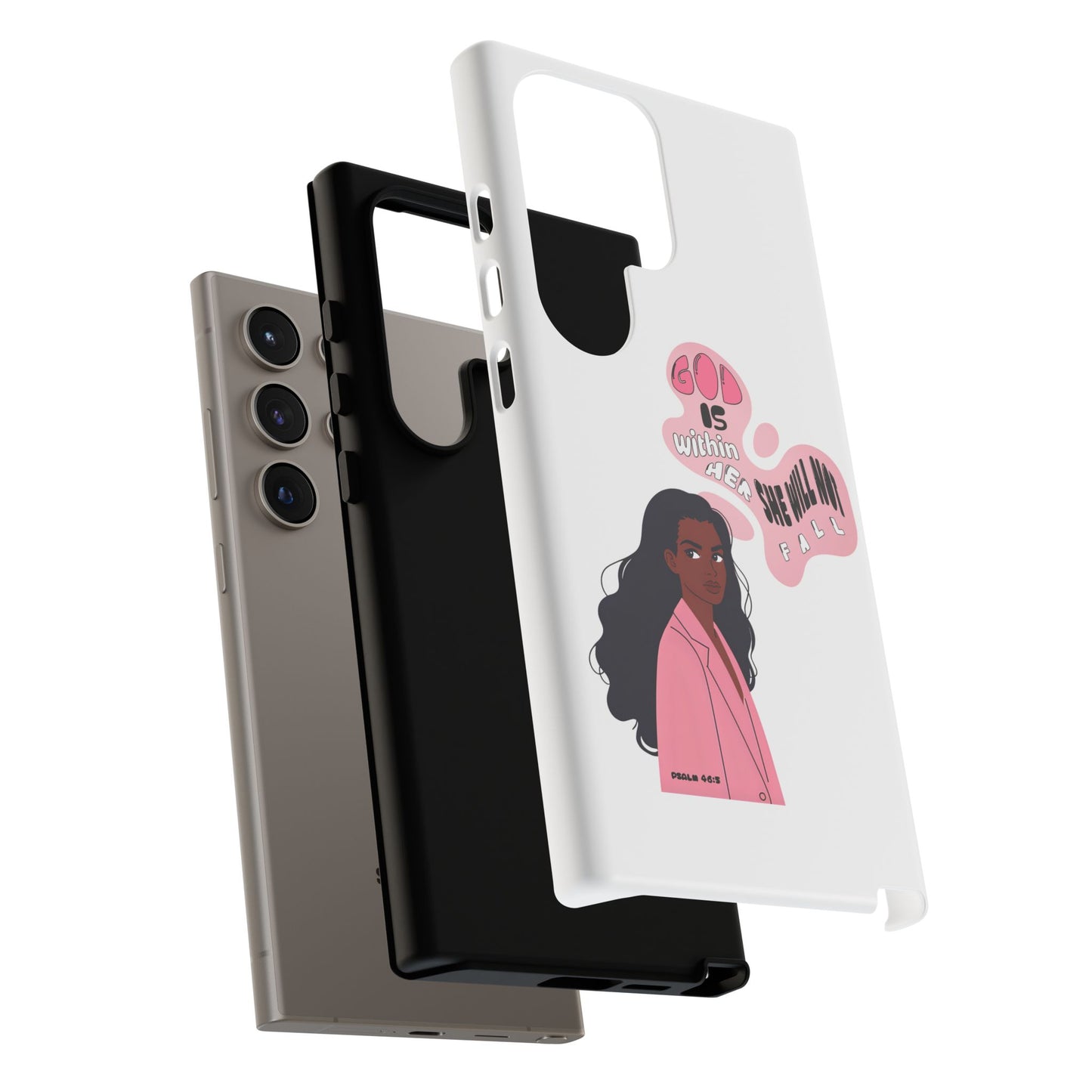 Phone Case — 'God is Within Her, She Will Not Fail' Inspirational Illustrated Case