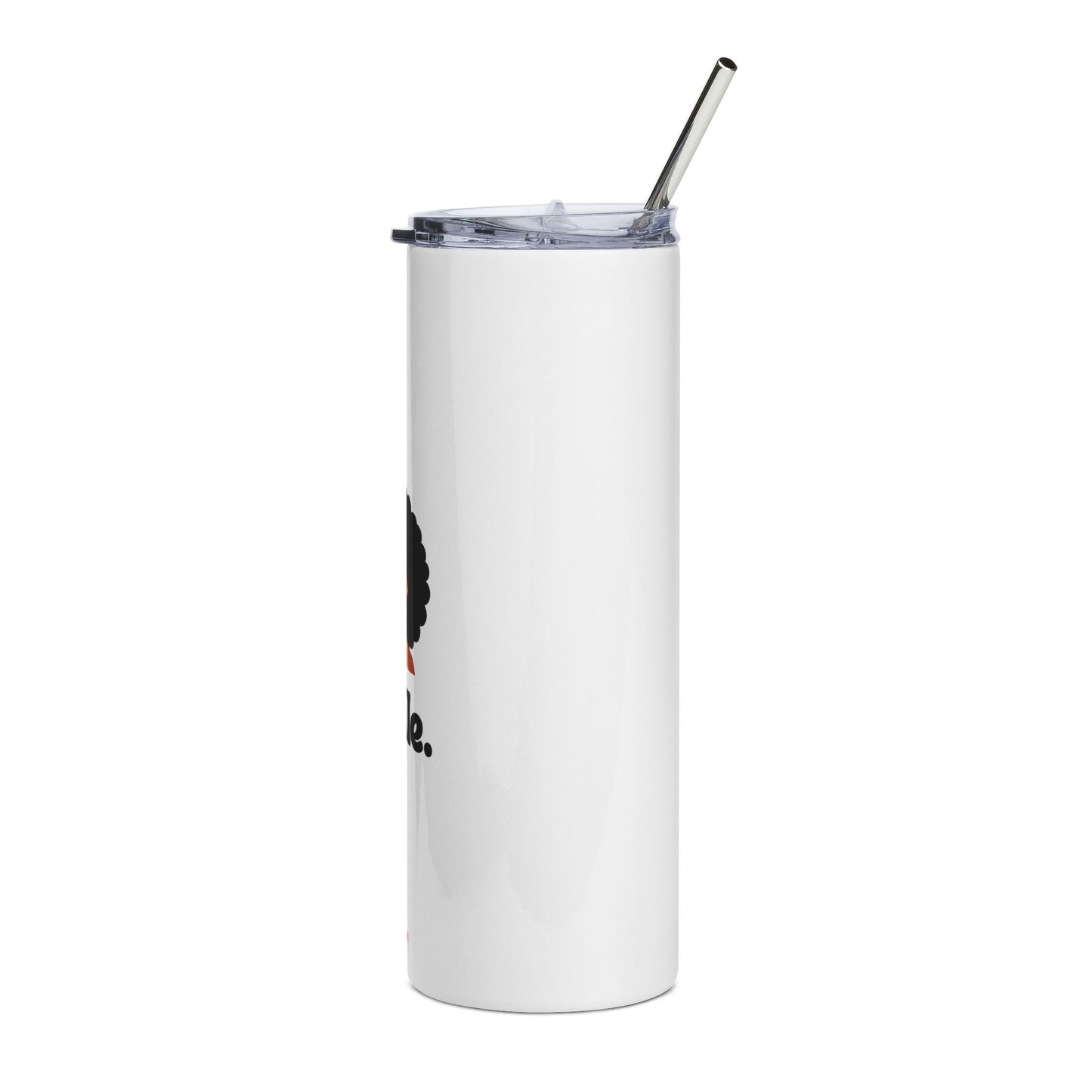 20oz Stainless Steel Tumbler — Afro Woman Smiling Design with "smile." Text