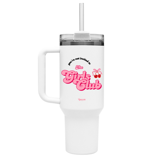 Maxi Cup 40oz Tumbler — 'The Girls Club' Pink Retro Logo Travel Mug