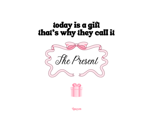 40oz Vacuum Tumbler - The Present is A Gift Pink Travel Mug