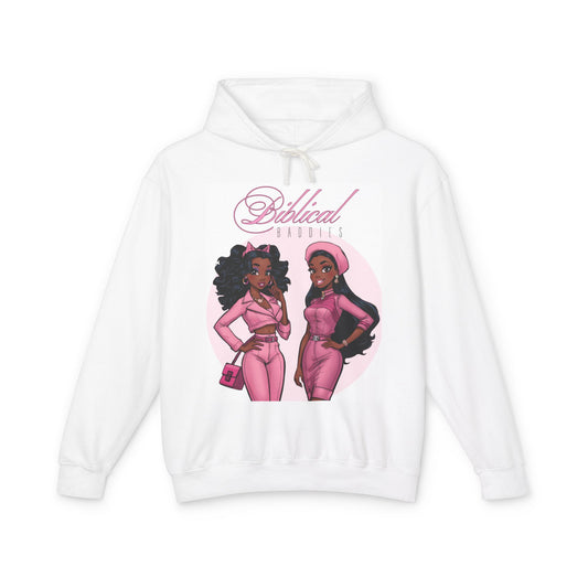 Biblical Queens Hoodie — Pink Feminine Christian Graphic Sweatshirt