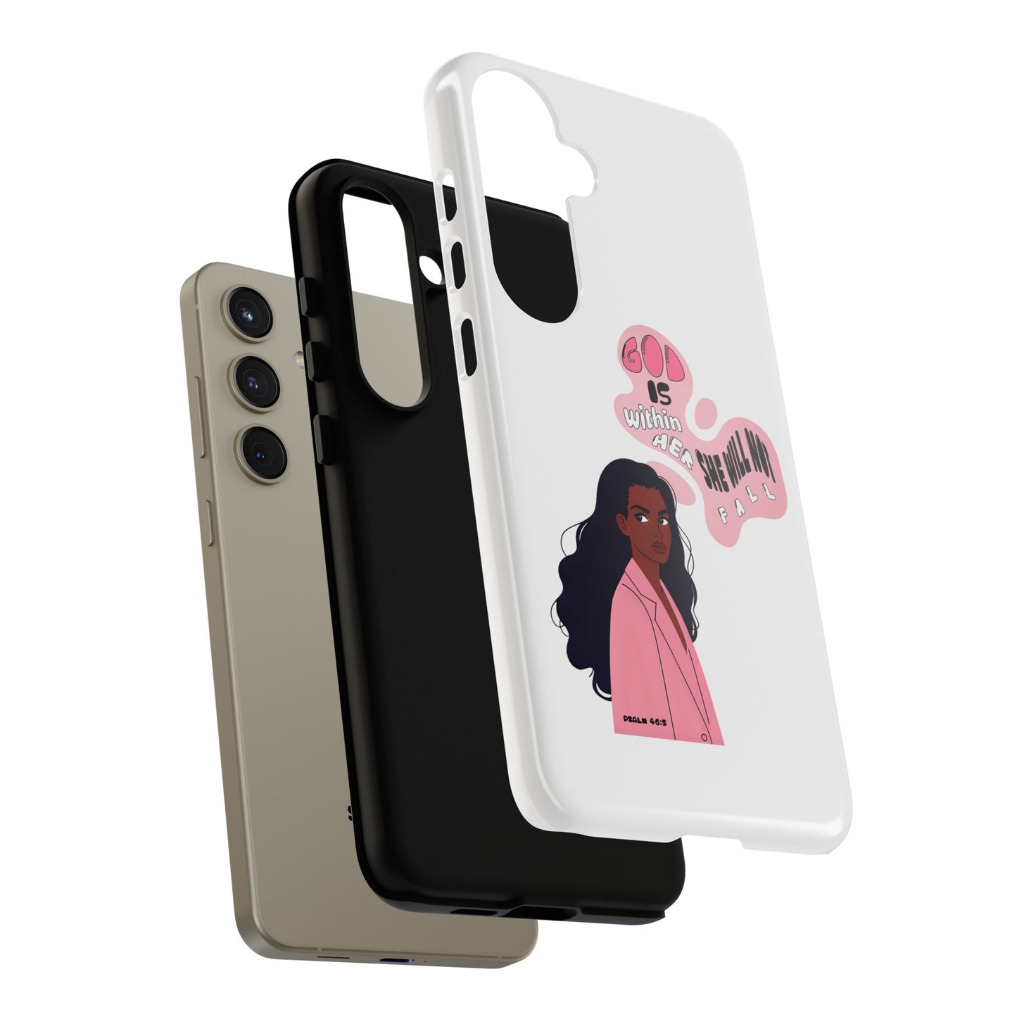 Phone Case — 'God is Within Her, She Will Not Fail' Inspirational Illustrated Case