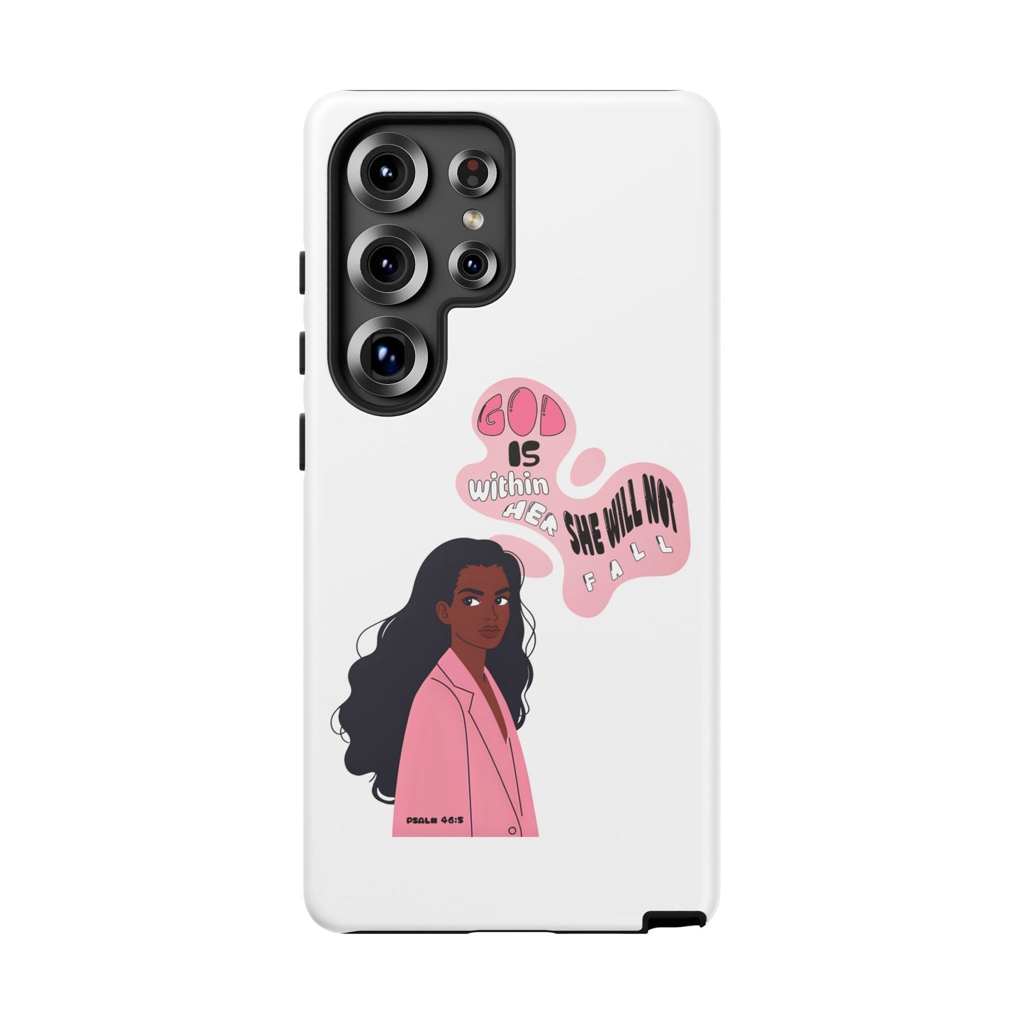 Phone Case — 'God is Within Her, She Will Not Fail' Inspirational Illustrated Case